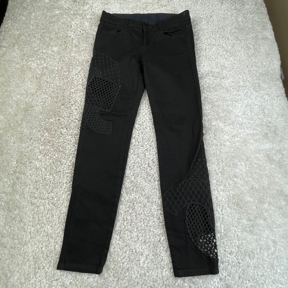 Stella McCartney Black Embroidered Crotchet Skinny Jean Womens 26